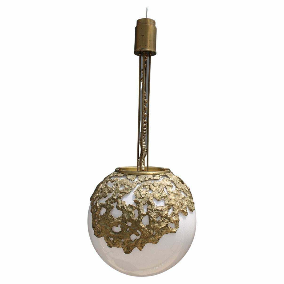 Chandelier Minimalist Brass Structure Esperia Angelo Brotto Pulegoso Murano £3,989.70