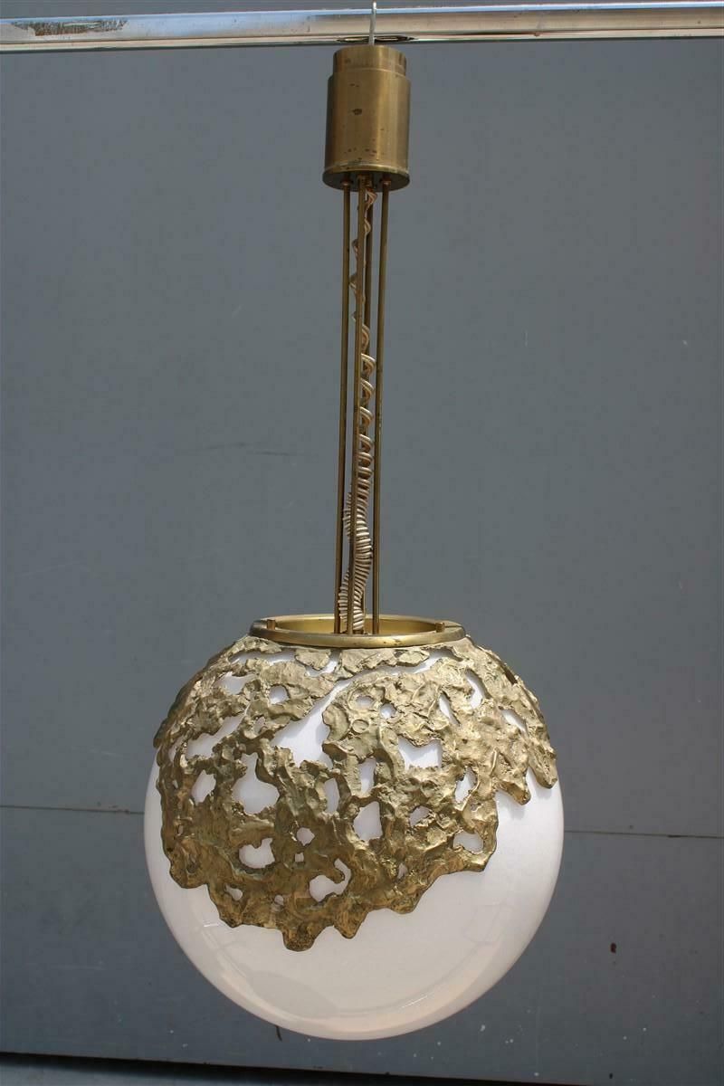 Chandelier Minimalist Brass Structure Esperia Angelo Brotto Pulegoso Murano £3,989.70 photo furniture