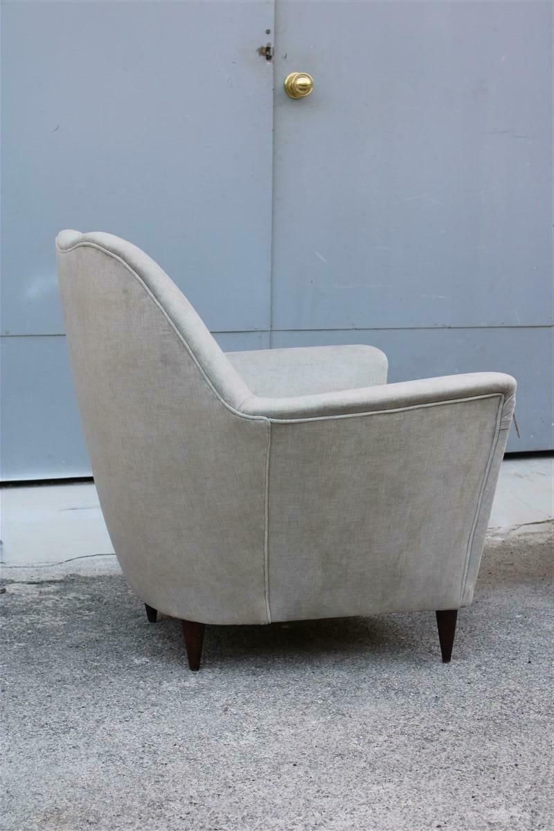 Pair Of Midcentury Italian Armchairs In Ico Parisi Style Gray Velvet photo Furniture