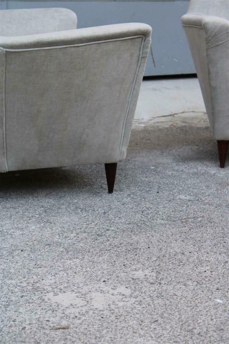 Pair Of Midcentury Italian Armchairs In Ico Parisi Style Gray Velvet photo 5108.0