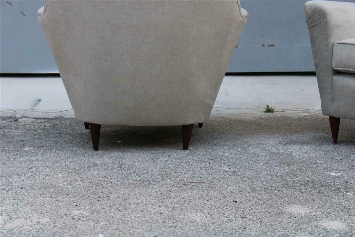 photo for sale Pair Of Midcentury Italian Armchairs In Ico Parisi Style Gray Velvet