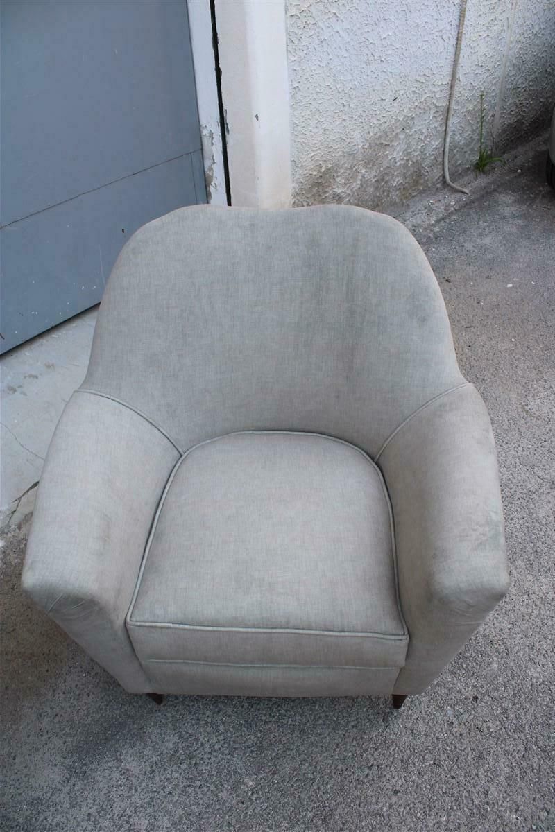 Furniture Pair Of Midcentury Italian Armchairs In Ico Parisi Style Gray Velvet photo