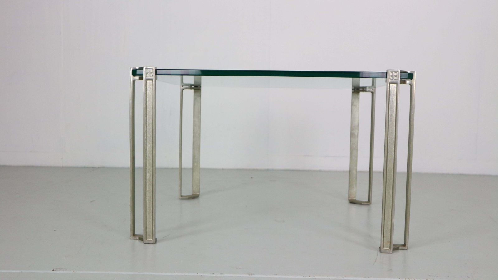 photo for sale Peter Ghyczy For Ghyzcy Square Glass Coffee Table 1970''S Hollywood Regency