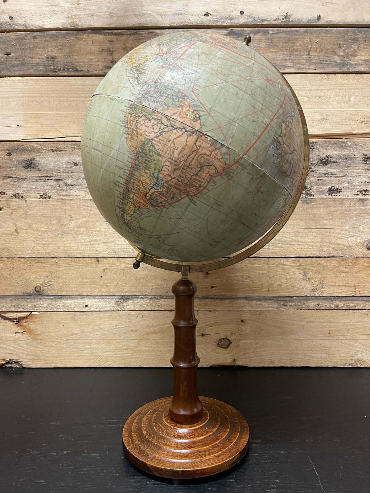 German Antique Table Globe By Paul Räth & DR A Krause, Leipzig 1920s photo furniture