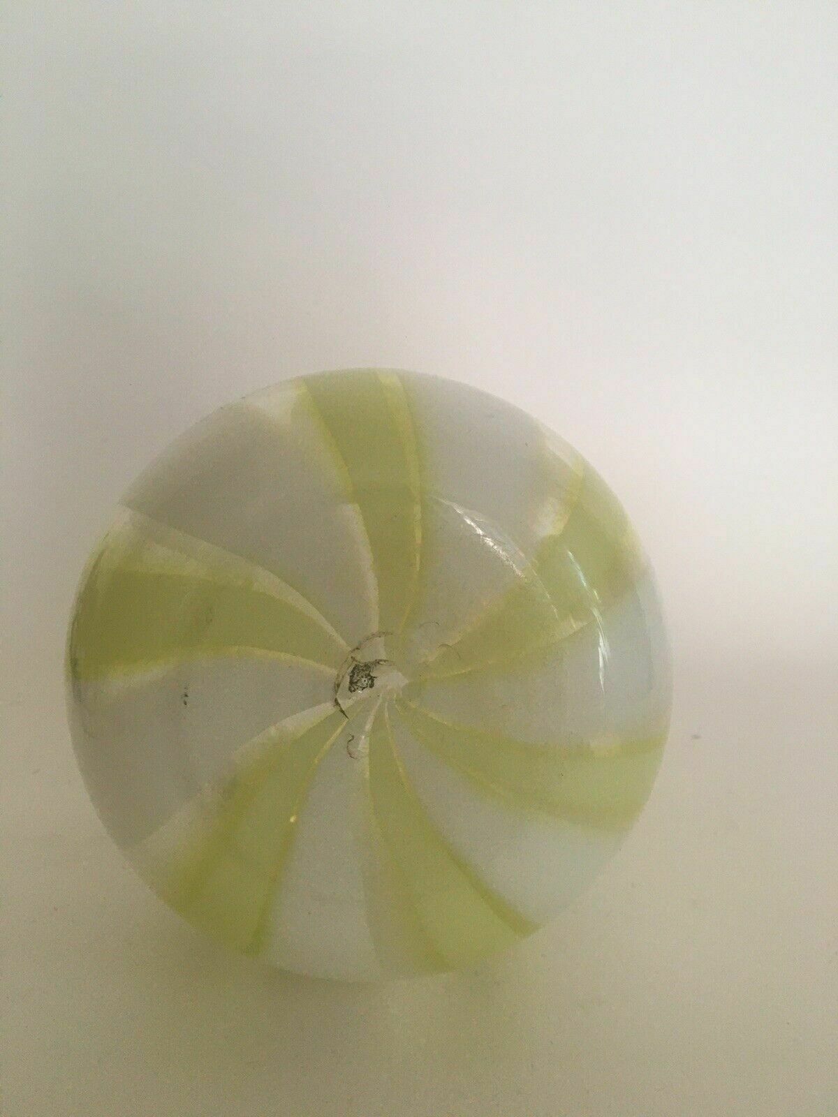 85.0 Victorian Vaseline Glass Vase Frill Rim Candy Stripe Antique Art Glass photo