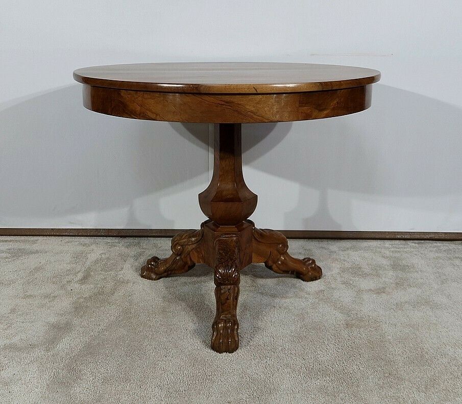 Estate Pedestal Table In Solid Walnut, Restoration Period, Early 19th Century photo vinterior