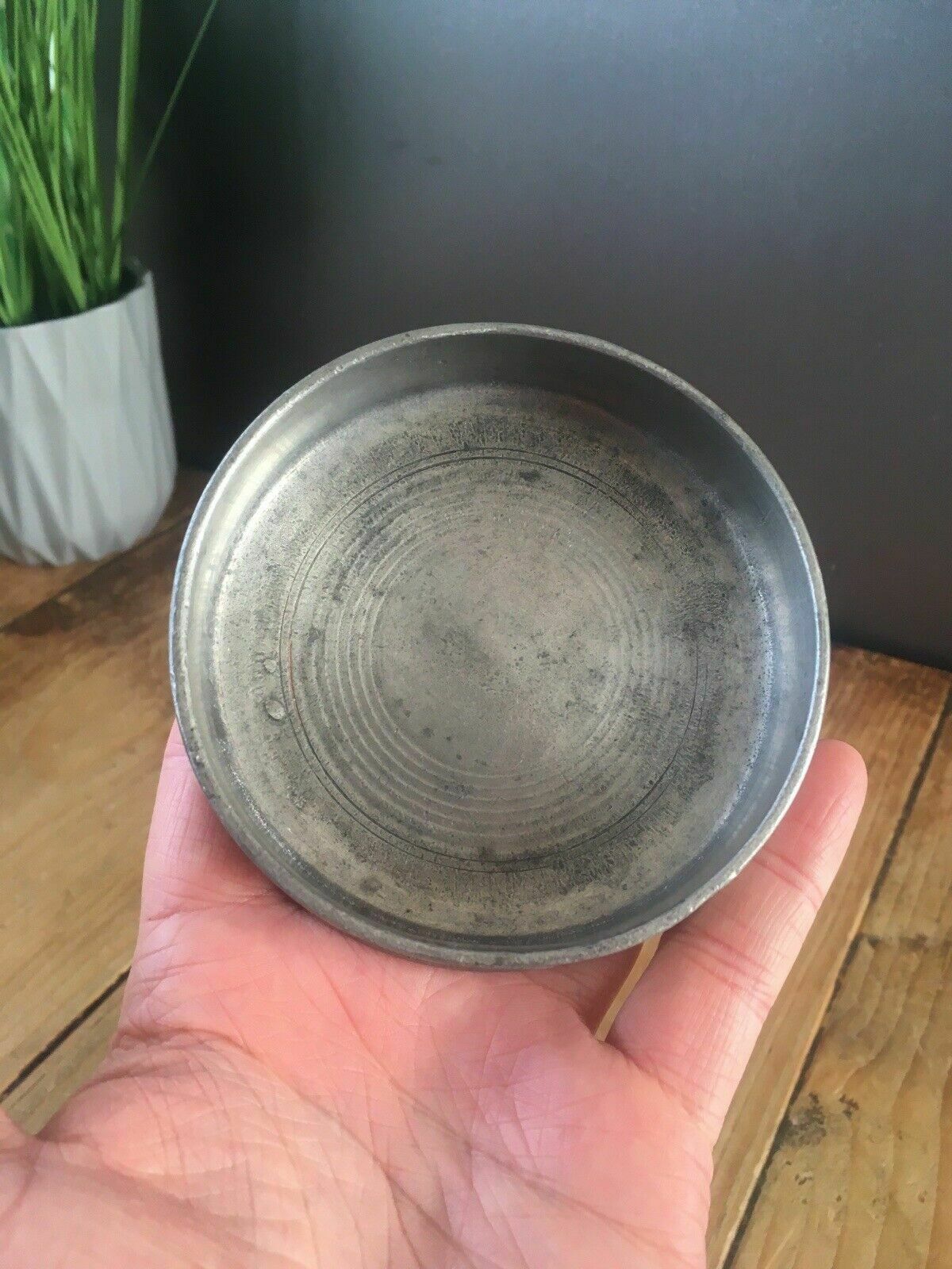 Modernist Norwegian Hadeland Tinnstoperi Pewter Champagne Wine Bottle Coaster photo vinterior