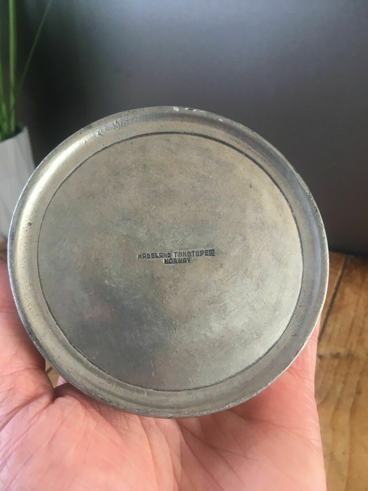 Modernist Norwegian Hadeland Tinnstoperi Pewter Champagne Wine Bottle Coaster photo buy