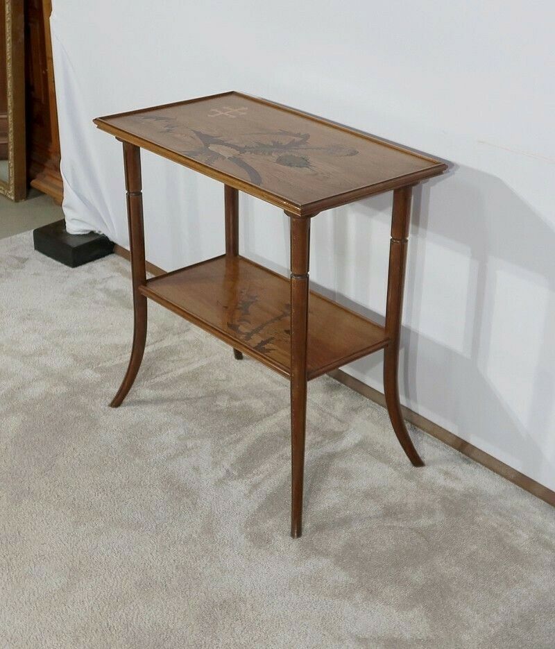 Tea Table With Inlaid Decoration Signed E Gallé Late 19th Century photo for sale