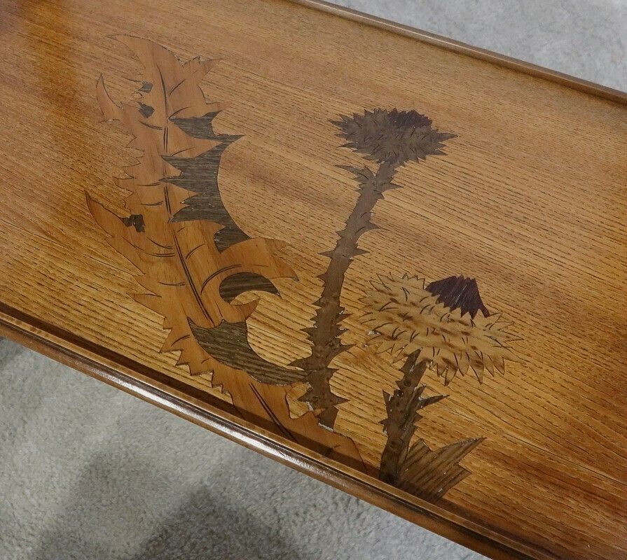 Furniture Tea Table With Inlaid Decoration Signed E Gallé Late 19th Century photo