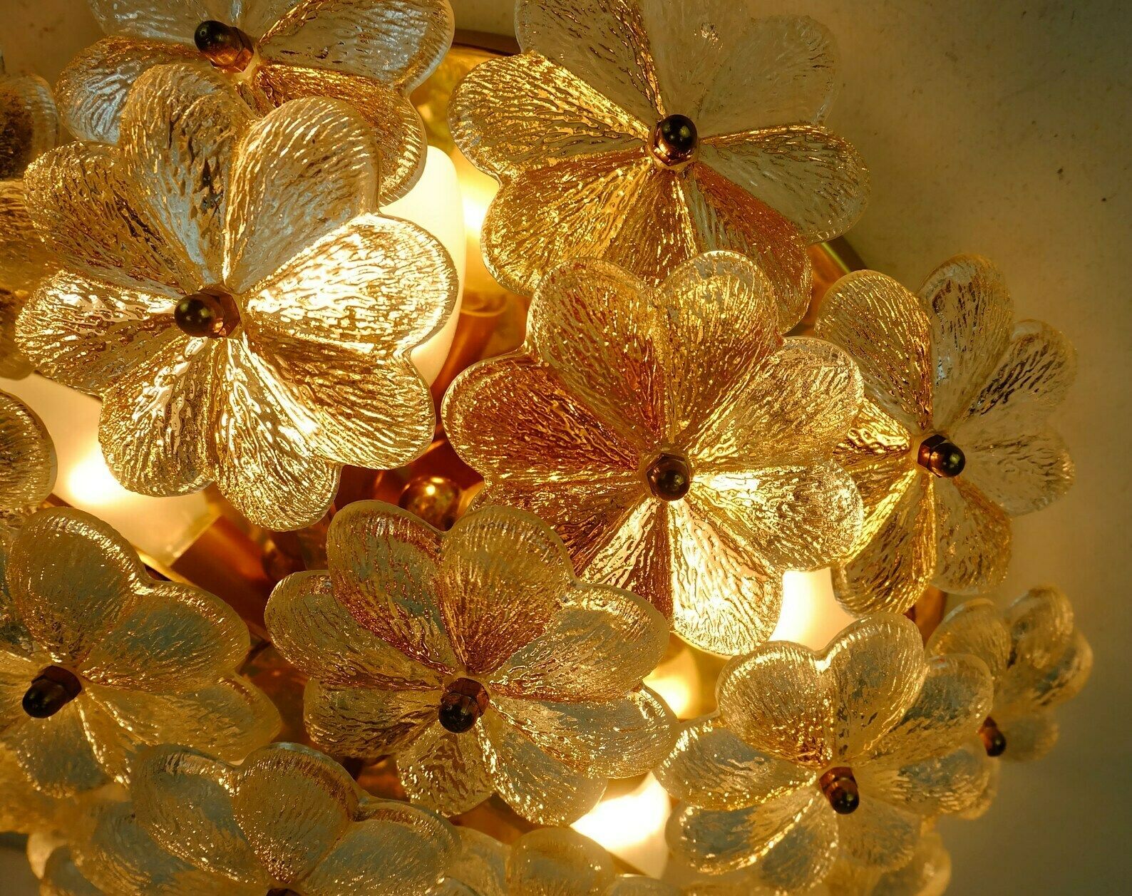Mid Century Glass Blossoms Ceiling Fixture 1960s Ernst Palme Glass Brass photo furniture