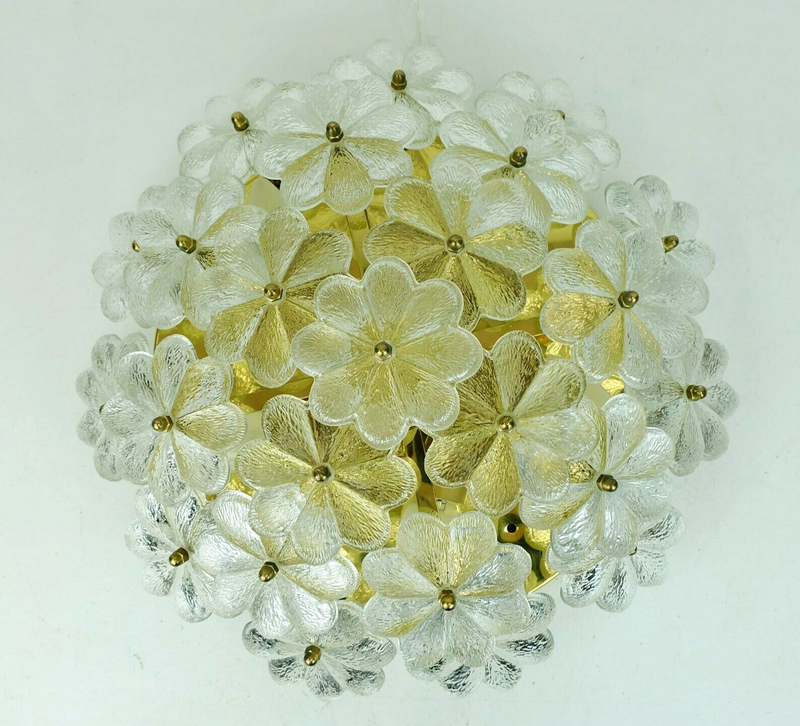 Mid Century Glass Blossoms Ceiling Fixture 1960s Ernst Palme Glass Brass photo for sale