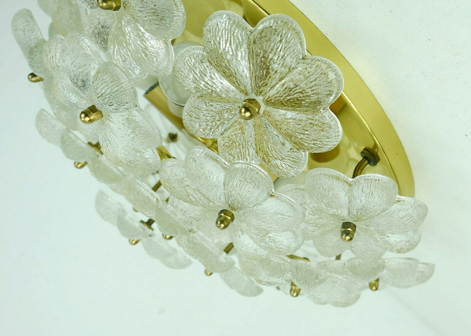 Mid Century Glass Blossoms Ceiling Fixture 1960s Ernst Palme Glass Brass photo 998.447