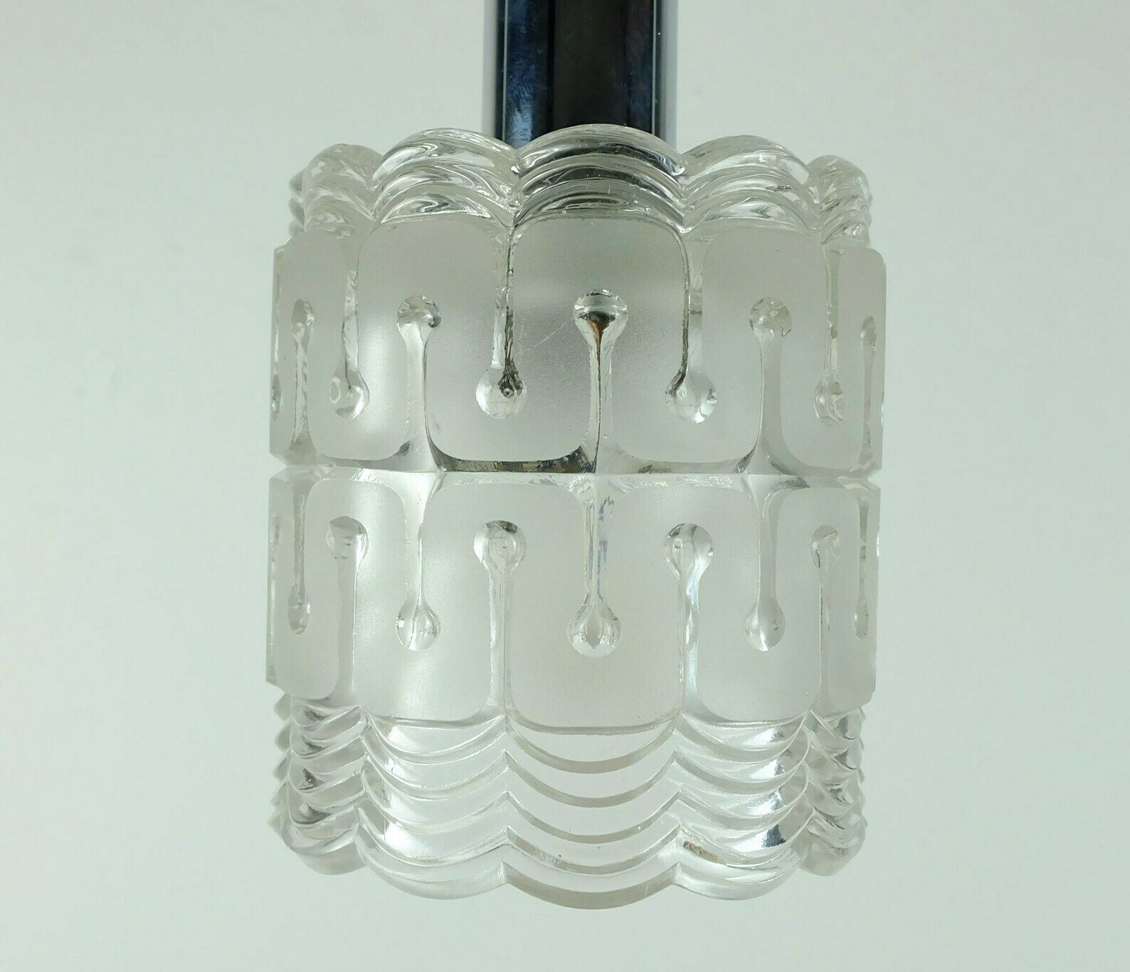 Mid Century Modern 3 Light Pendant Lamp Glass And Chrome Hillebrand photo vinterior