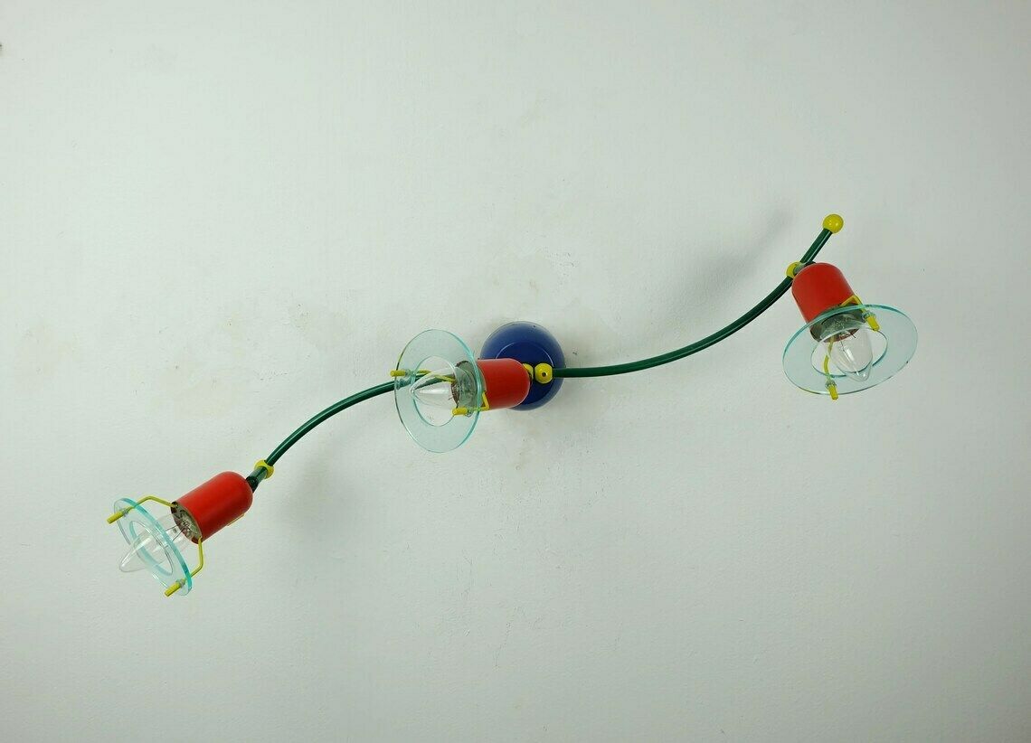 1980s 3 Spot Ceiling Fixture Metal And Lucite Honsel Memphis Era photo buy