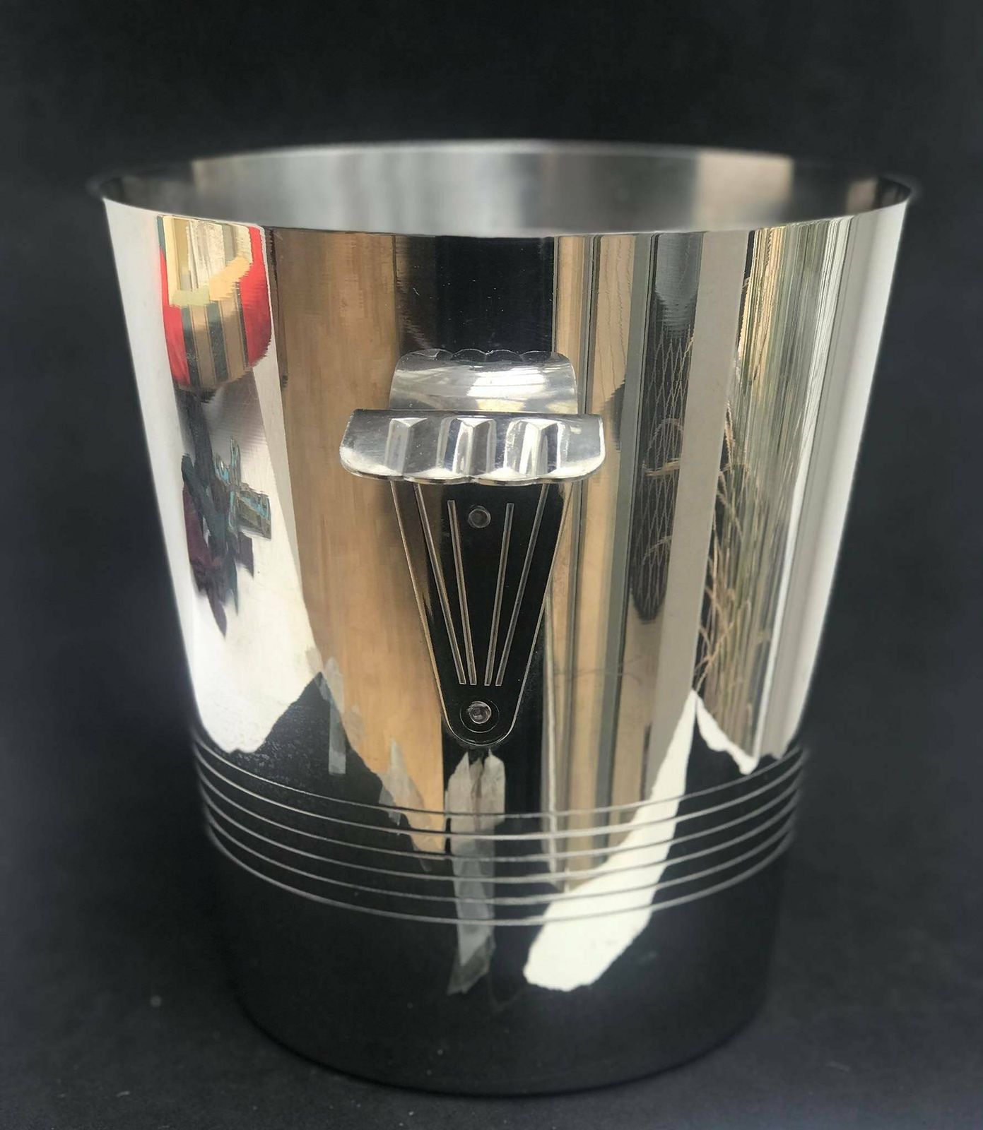 photo furniture Champagne Bucket Letang Remy France Vintage Bottle Bucket Ice Bucket Two Handles Man Cave Gift Stainless Steel 18/10 Wine Cooler