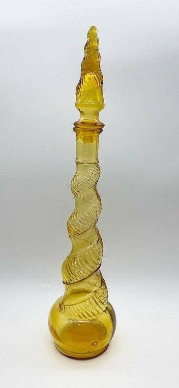 Vintage Genie Bottle Amber Swirl Glass