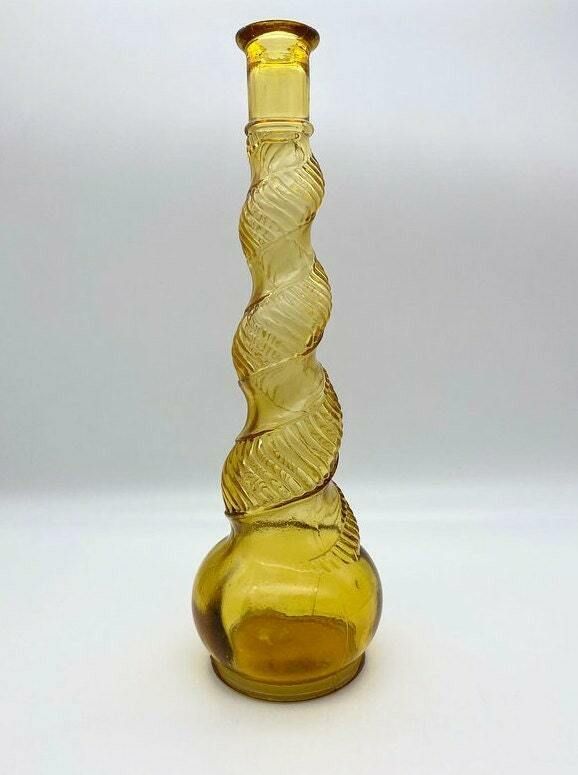 Vintage Genie Bottle Amber Swirl Glass photo furniture