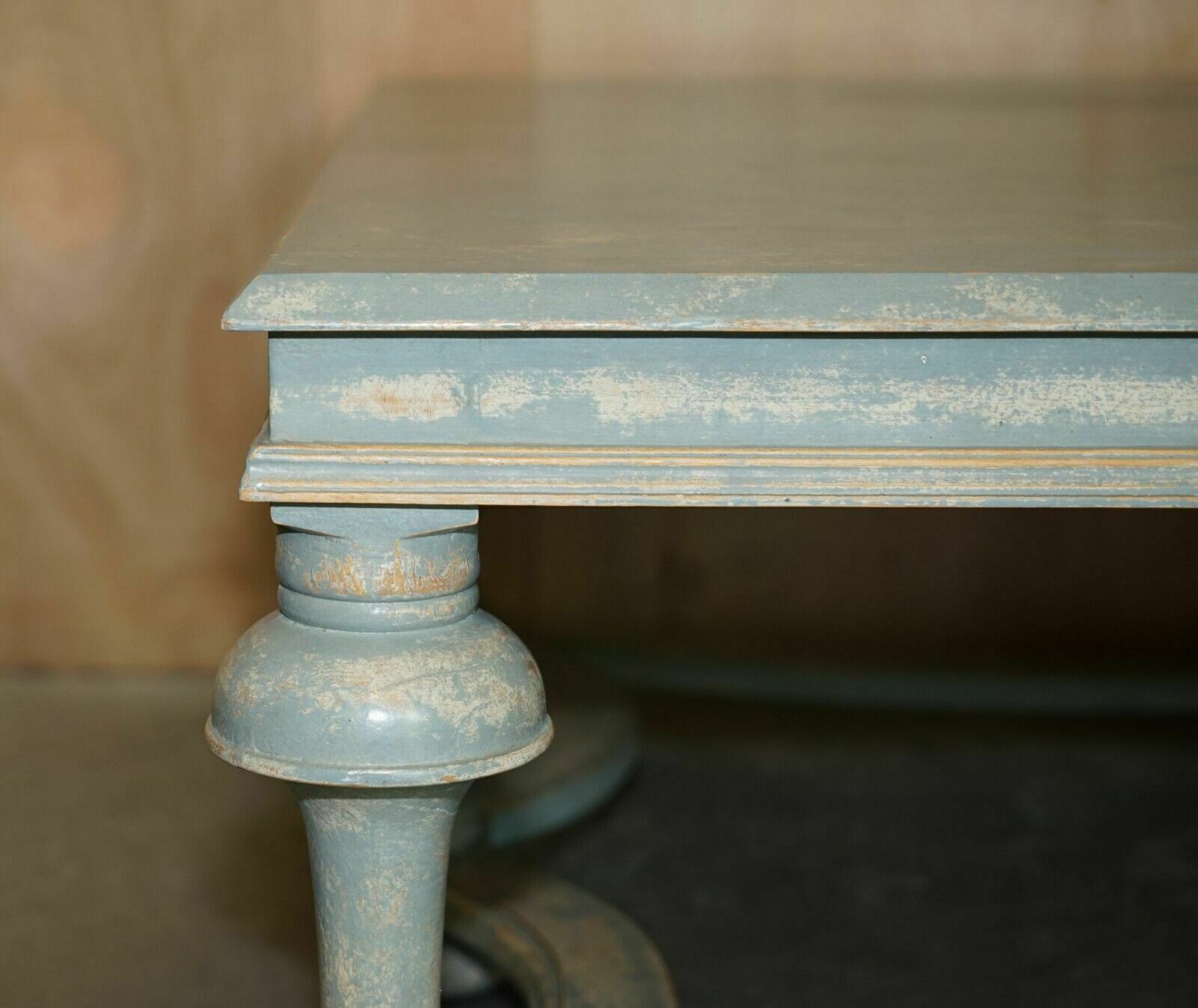 Massive Original Paint Six Pillars Leg French Country House Coffee Table photo vinterior