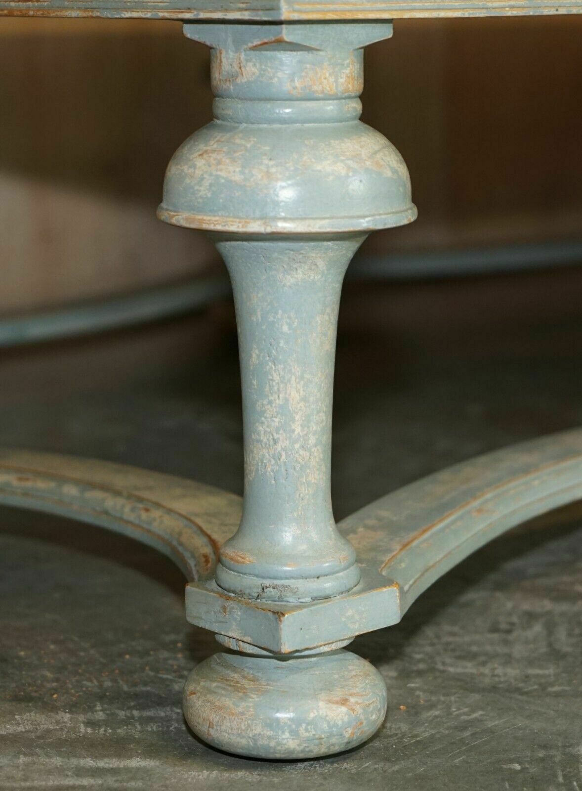 Massive Original Paint Six Pillars Leg French Country House Coffee Table photo vintage