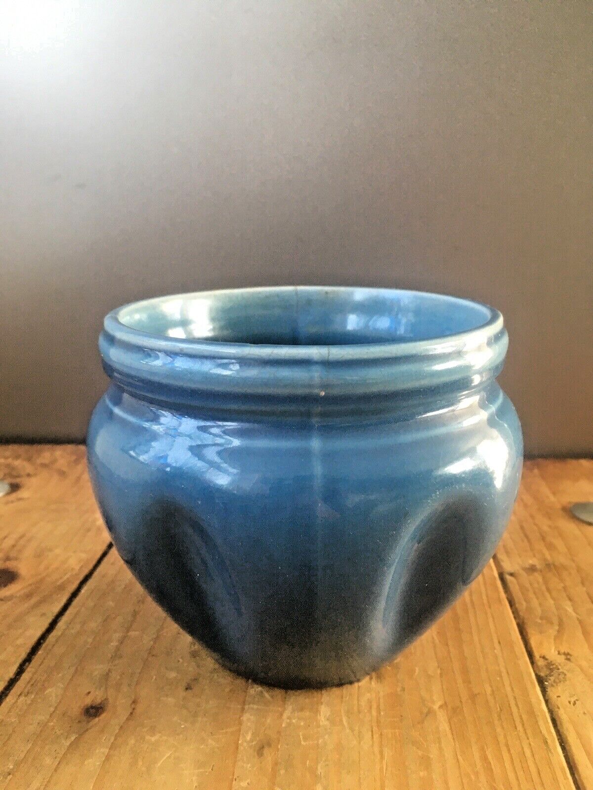Antique Arts And Crafts James Wardle Blue Glazed Small Pottery Planter Plant Pot photo for sale