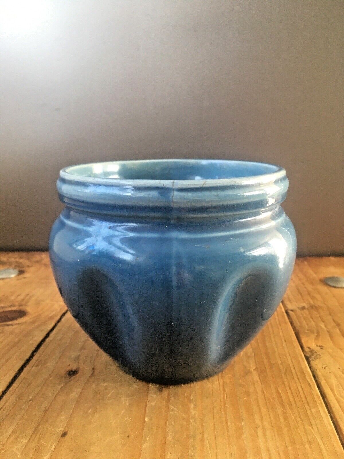 Antique Arts And Crafts James Wardle Blue Glazed Small Pottery Planter Plant Pot photo 55.0