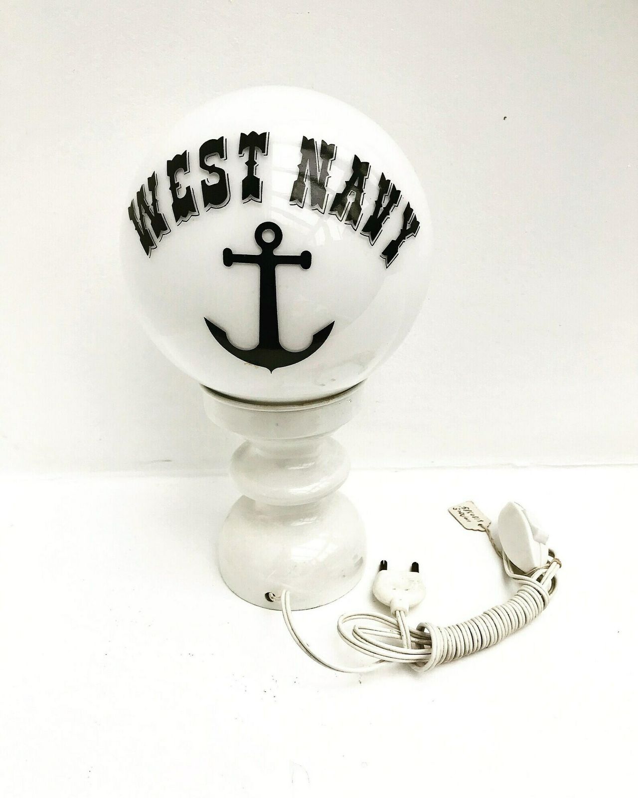 Table Lamp Vintage 70s West Navy Signed Philippe Capelle Nautical Decor Vintage Beach Ocean House Decor Seaside Desk Ornament Christmas Gift photo furniture