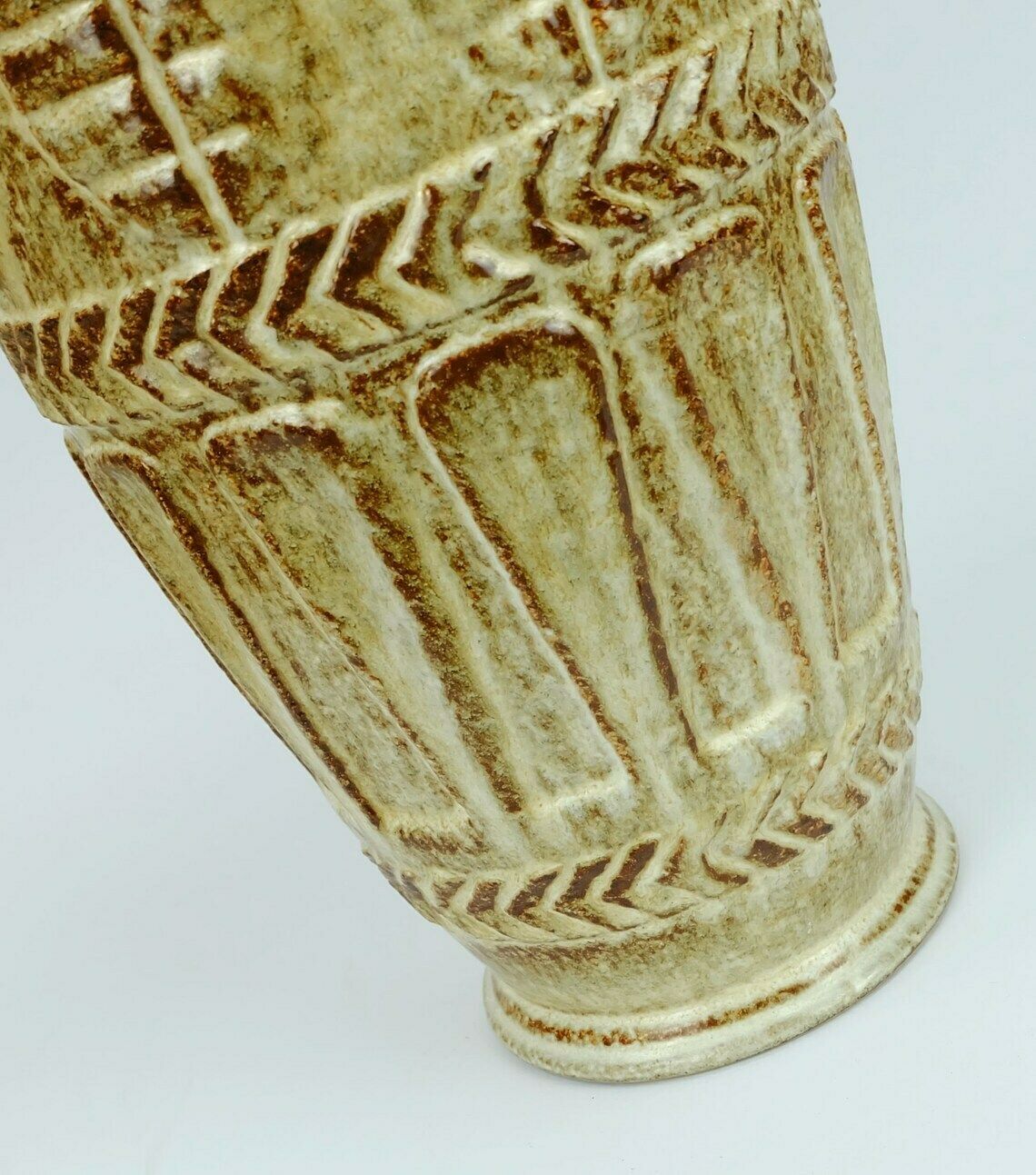 1960s 70s Bay Keramik Vase Floorvase 72 40 Beige And Brown Relief Pattern photo Home Decor