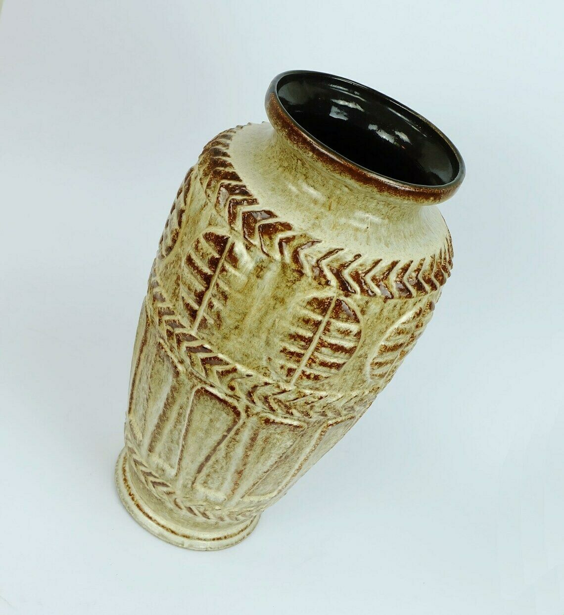1960s 70s Bay Keramik Vase Floorvase 72 40 Beige And Brown Relief Pattern photo buy