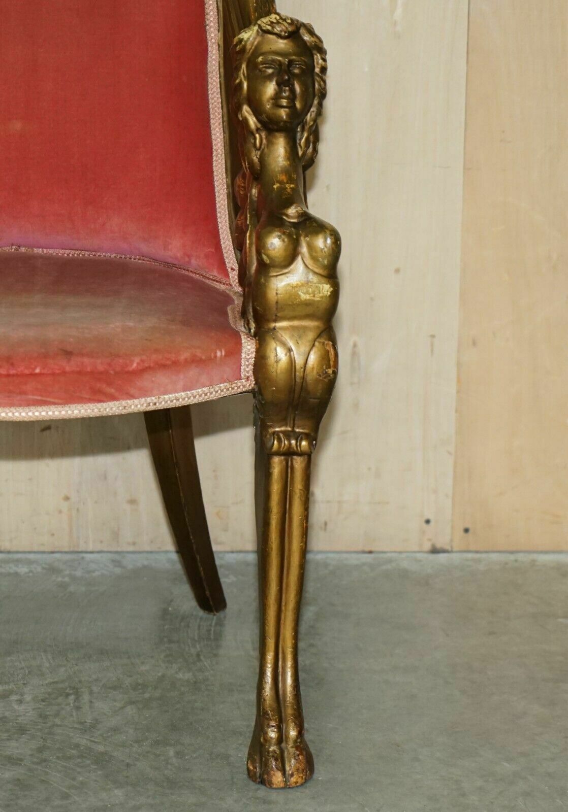 Furniture After Thomas Hope Antique Circa 1780 George III Hand Carved Giltwood Armchair photo