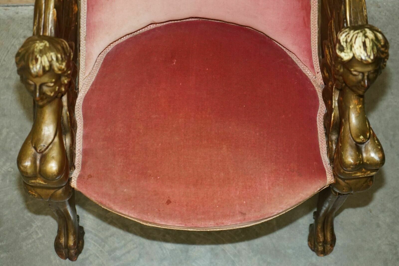 photo vinterior After Thomas Hope Antique Circa 1780 George III Hand Carved Giltwood Armchair