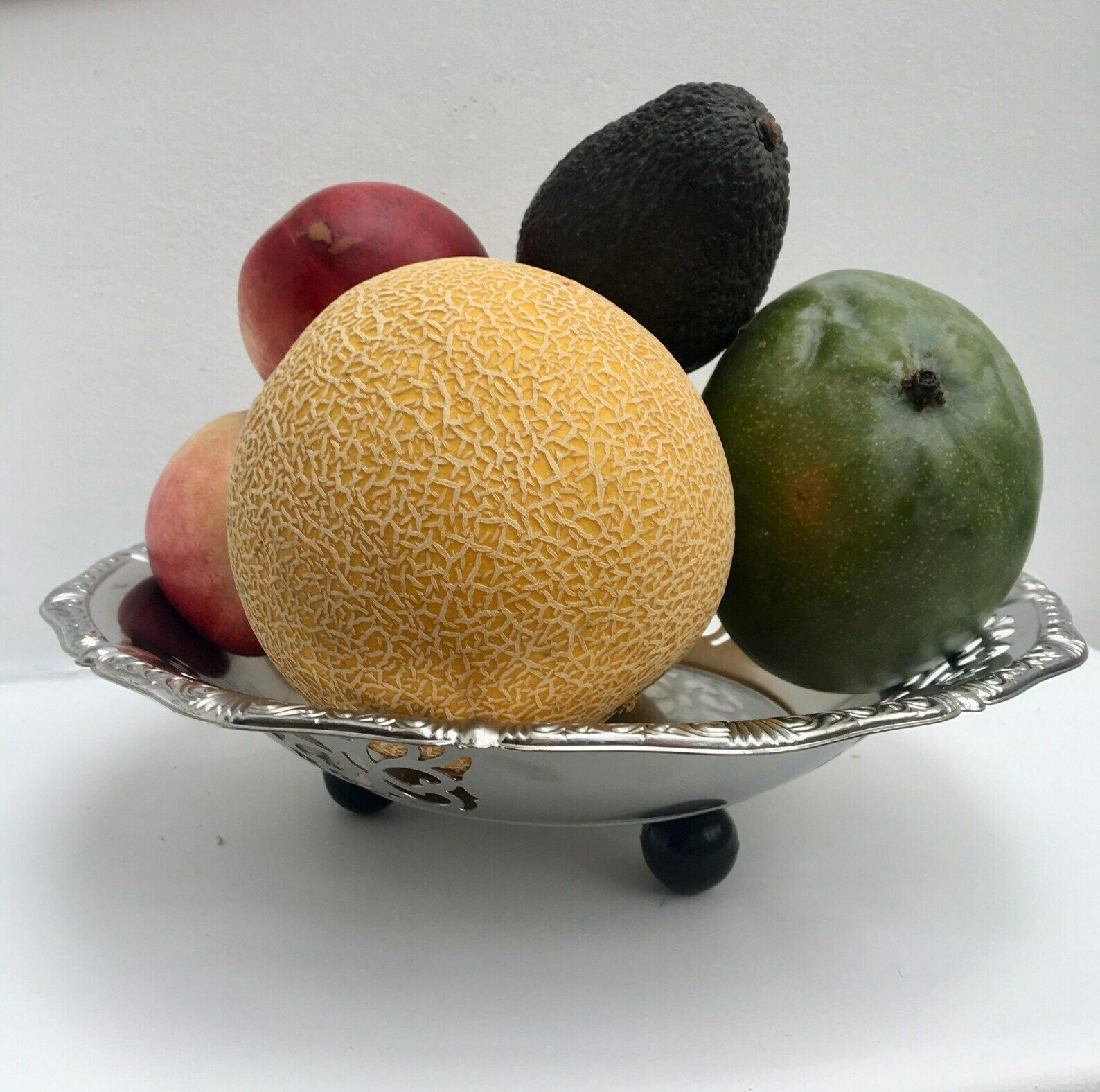 Alessi Fruit Bowl Centerpiece Bread Serving Vintage Bowl Stainless Steel, Black Plastic Ball Feet Mid Century 1960s Christmas Gift For Mum photo for sale