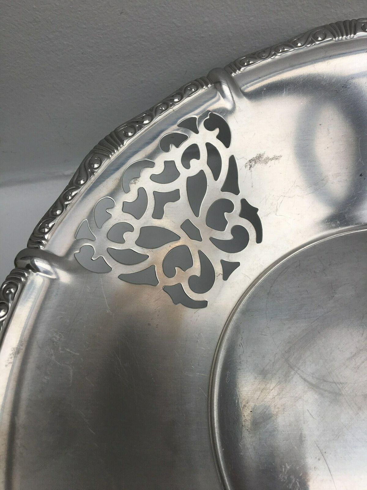 photo for sale Alessi Fruit Bowl Centerpiece Bread Serving Vintage Bowl Stainless Steel, Black Plastic Ball Feet Mid Century 1960s Christmas Gift For Mum