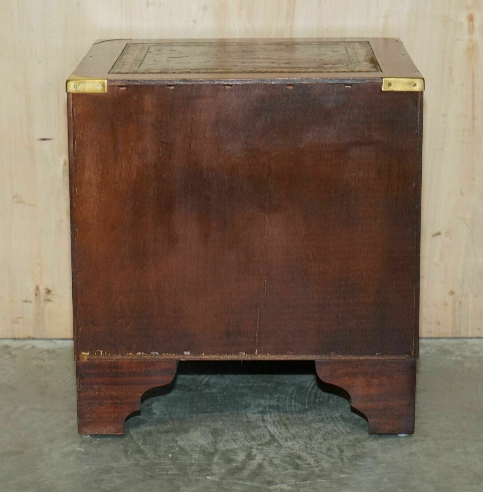 photo buy Stunning Harrods Kennedy Military Campaign Side End Table Drawers Brown Leather