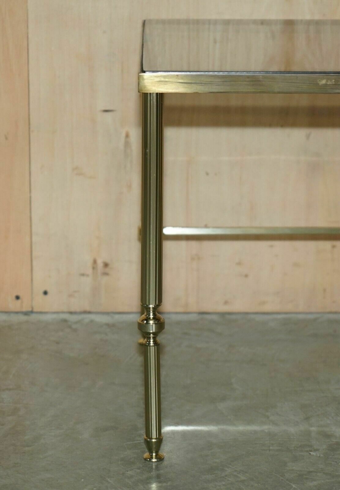 Maison Jansen Nest Of Tables Hollywood Regency Nest Of Three Brass Glass Tables photo Furniture