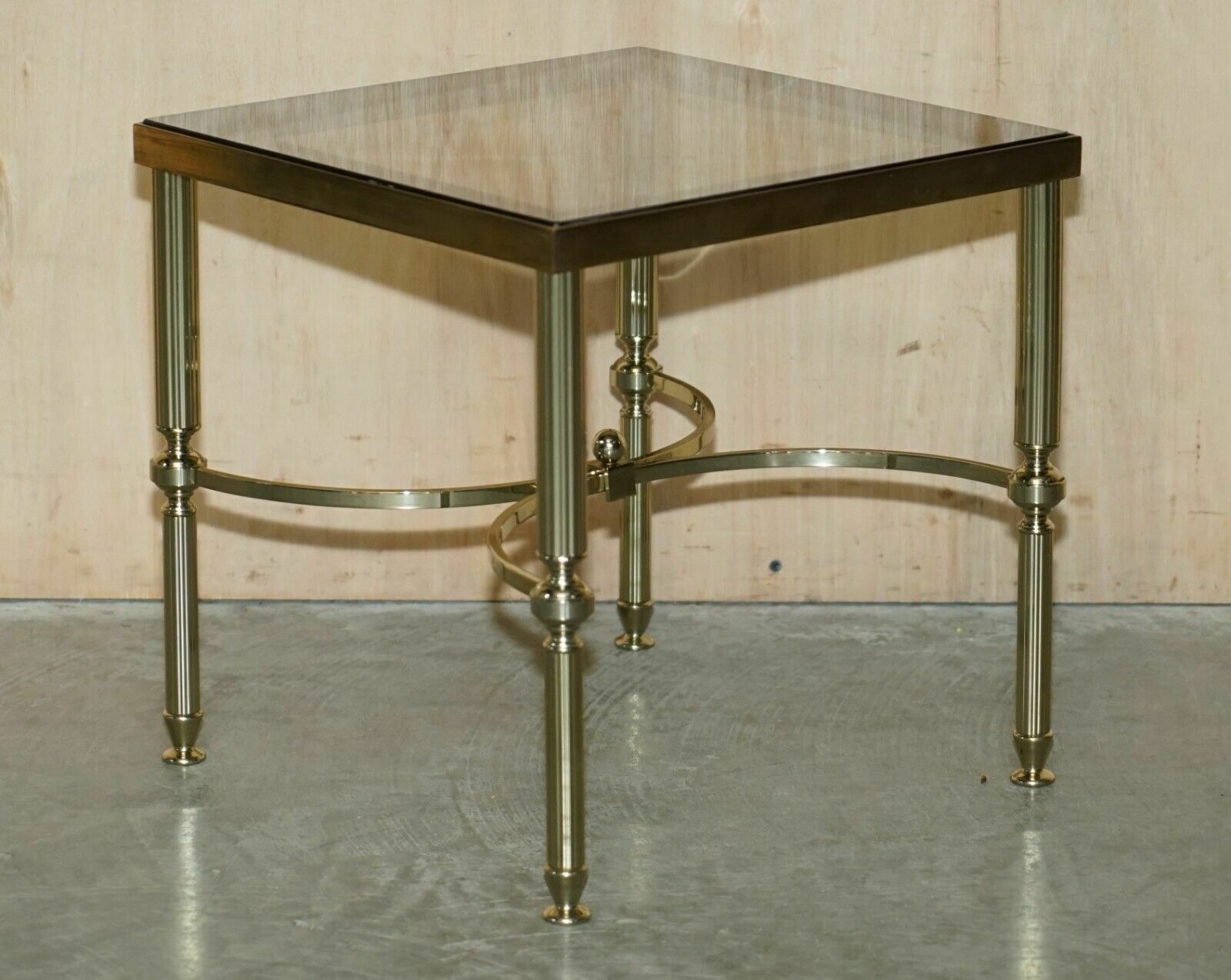 1750.0 Maison Jansen Nest Of Tables Hollywood Regency Nest Of Three Brass Glass Tables photo