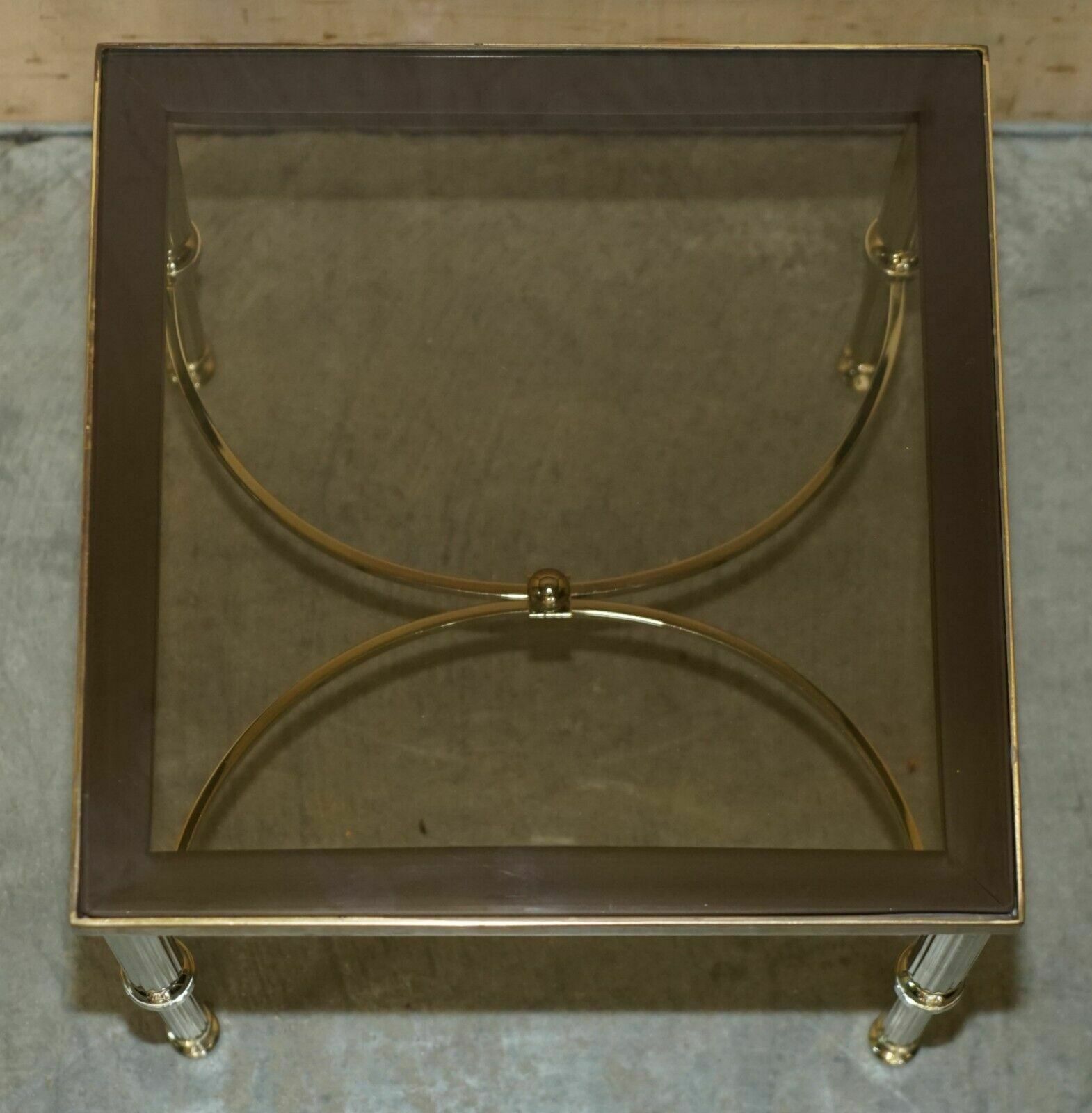 photo buy Maison Jansen Nest Of Tables Hollywood Regency Nest Of Three Brass Glass Tables