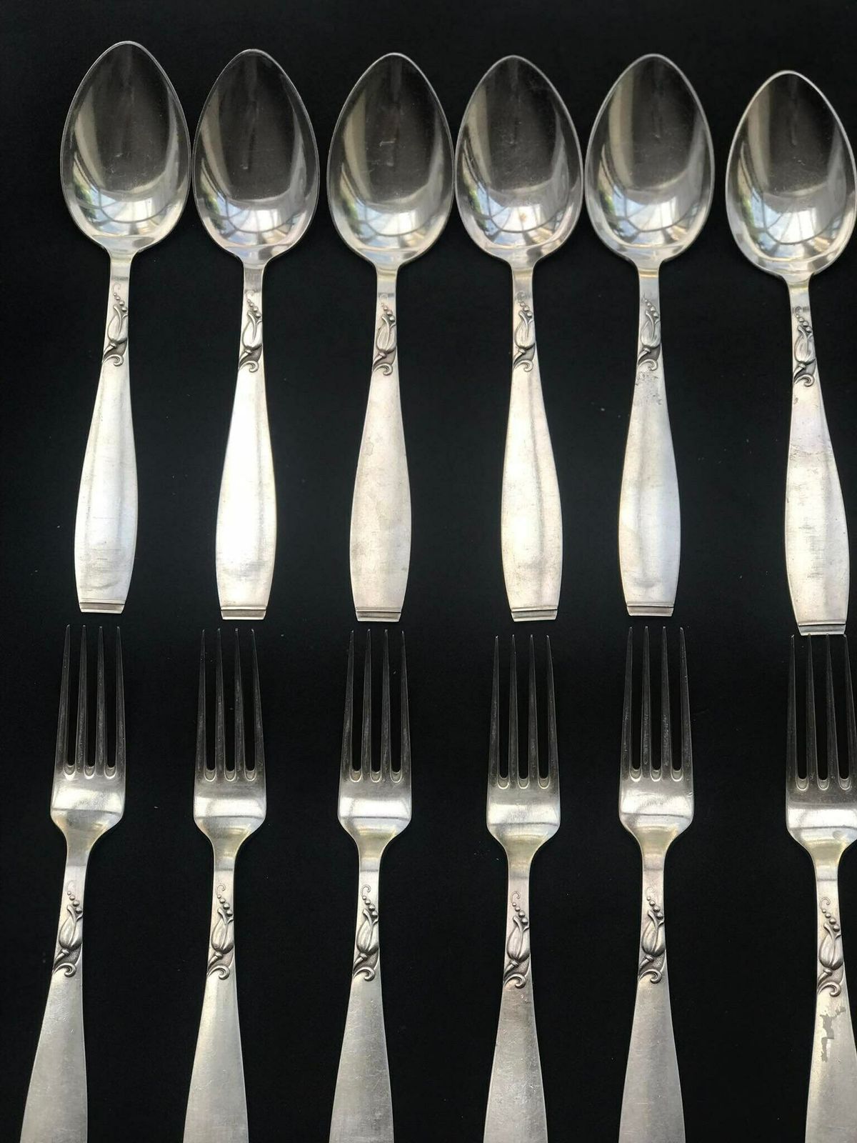 Flatware Table Dinner Soup Spoons And Dinner Forks Danish A Prip Lilymore Plated Antique Flatware Cutlery photo vintage