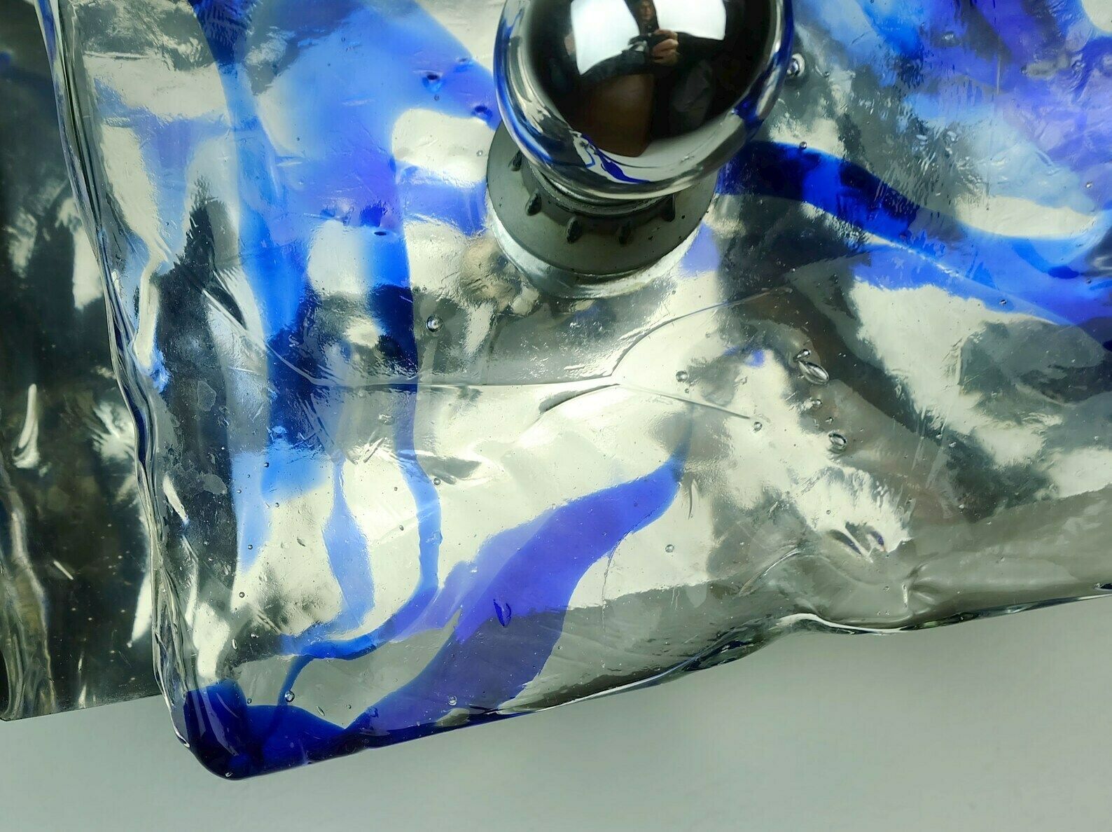 Mid Century Sconce Glass Metal Chrome Murano Ice Glass 1960s 70s photo 363.7315