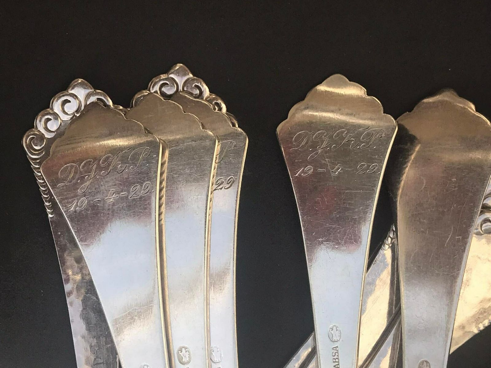 Flatware Table Dinner Soup Spoons Dessert Spoons Dinner Forks Art Deco Entremet Fork Absa Danish Silver Plated Antique Flatware Cutlery photo vinterior
