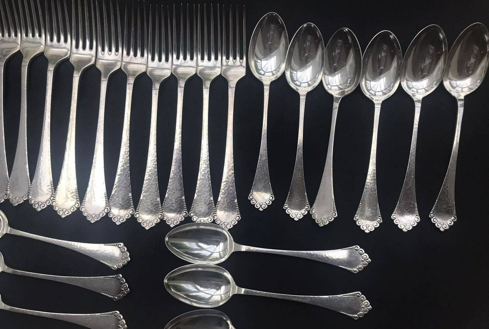 photo furniture Flatware Table Dinner Soup Spoons Dessert Spoons Dinner Forks Art Deco Entremet Fork Absa Danish Silver Plated Antique Flatware Cutlery