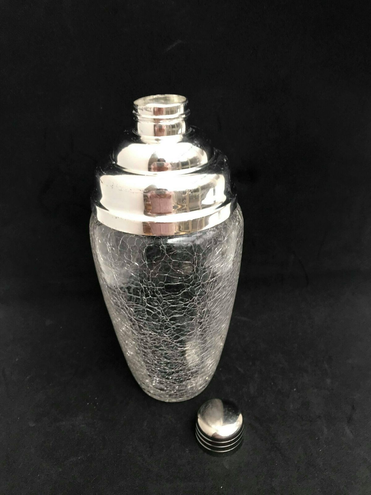 photo furniture Vintage Cocktailshaker – Groot, Verzilverd Glas – Baraccessoires, Mid Century, Martinishaker, Vintage Barware, Ca. 1950