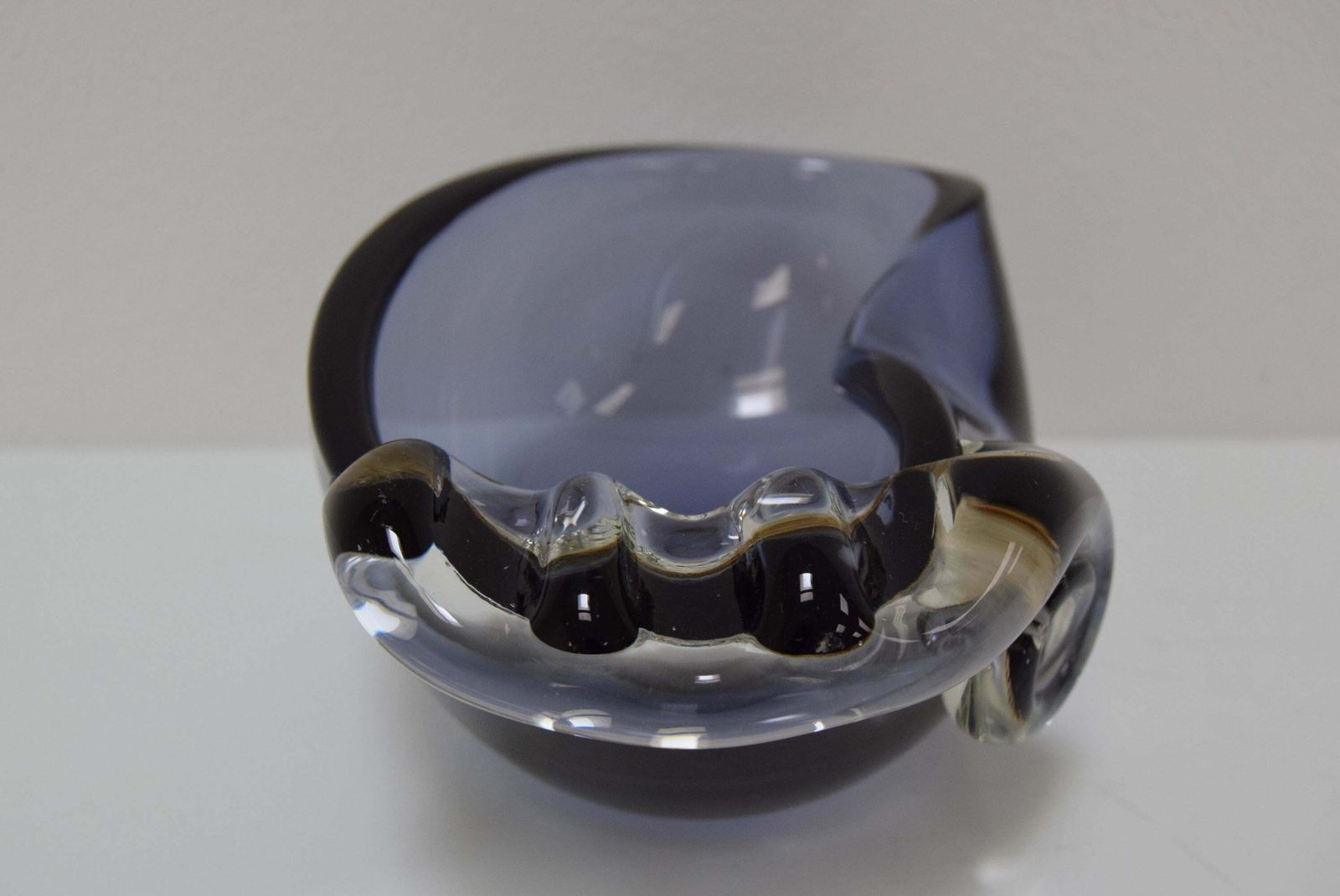 Mid Century Ashtray From Metallurgical Glass By Glasswork Novy Bor 1960's photo for sale