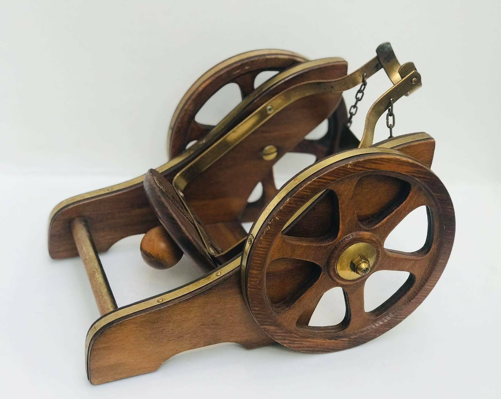 Cognac Napoleon Decanter Courvoisier Cannon Display Piece Liquor Advertising Display Cognac Fine Champagne Wooden Bar Tools 1950s photo 167.0