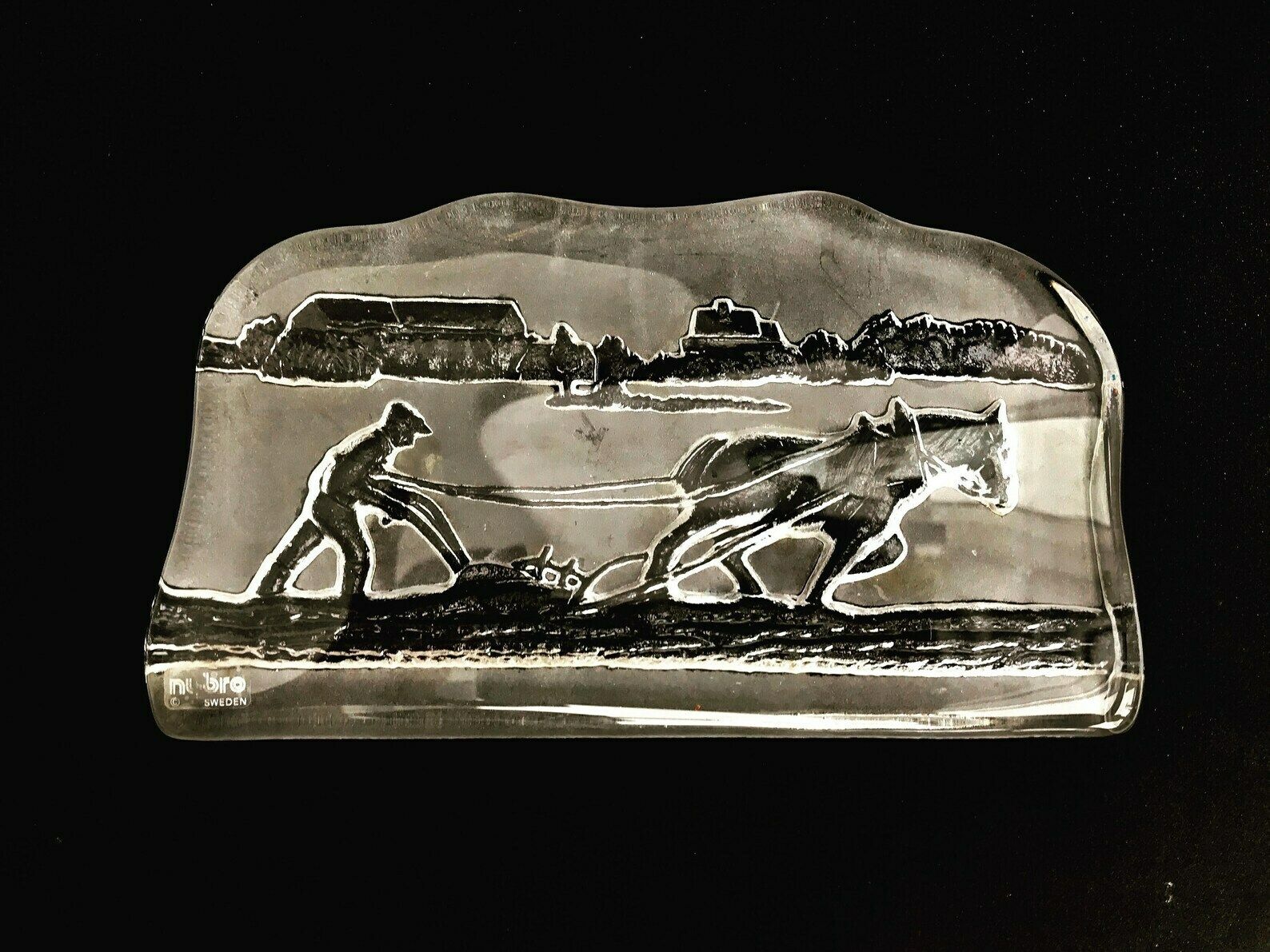 Large Paperweight Glass Clear Scandinavian Nybro Art Glass Sweden Design Mid Century Desk Accessory Gift For Office Gift For Him photo vinterior