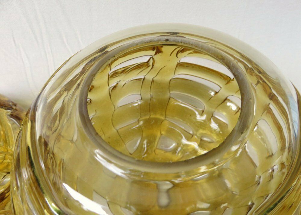 photo vintage Amber And Clear Glass And Brass Cascade Ceiling Lamp From Doria Leuchten, 1970s