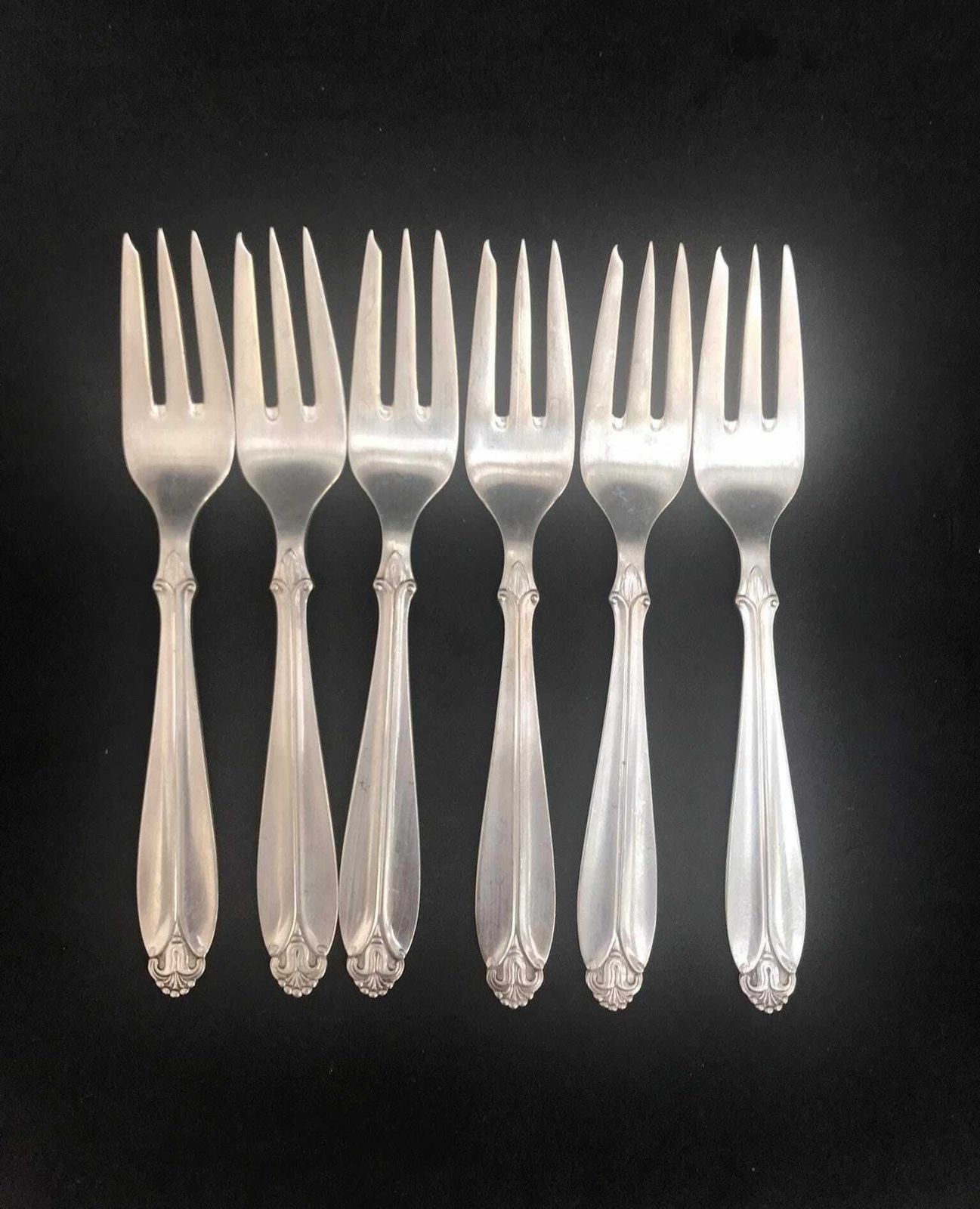 Flatware Dessert Fork Cake Oysters Set 6 Absa Danish Silver Plated Antique Flatware Cutlery Scandinavian Antique