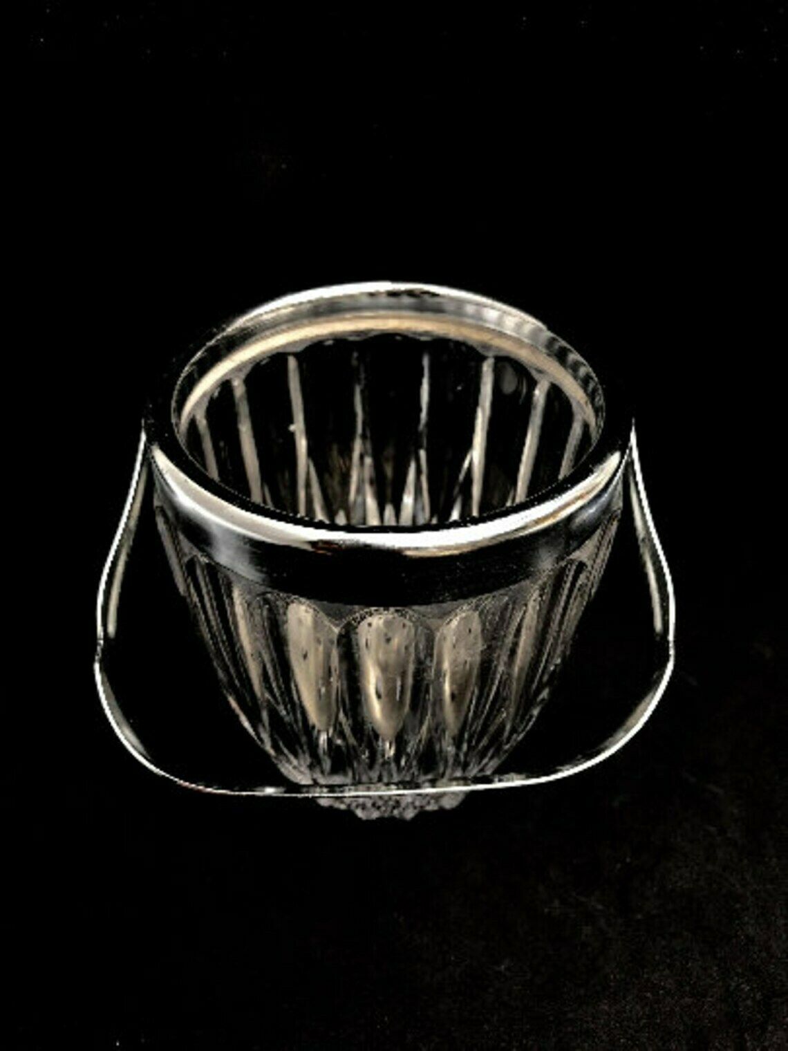 Crystal Cut Ice Bucket 50s Carved Metal, Mid Century Heavy French Bar Accessory Bar Cart Decor Gift For Him Bartender