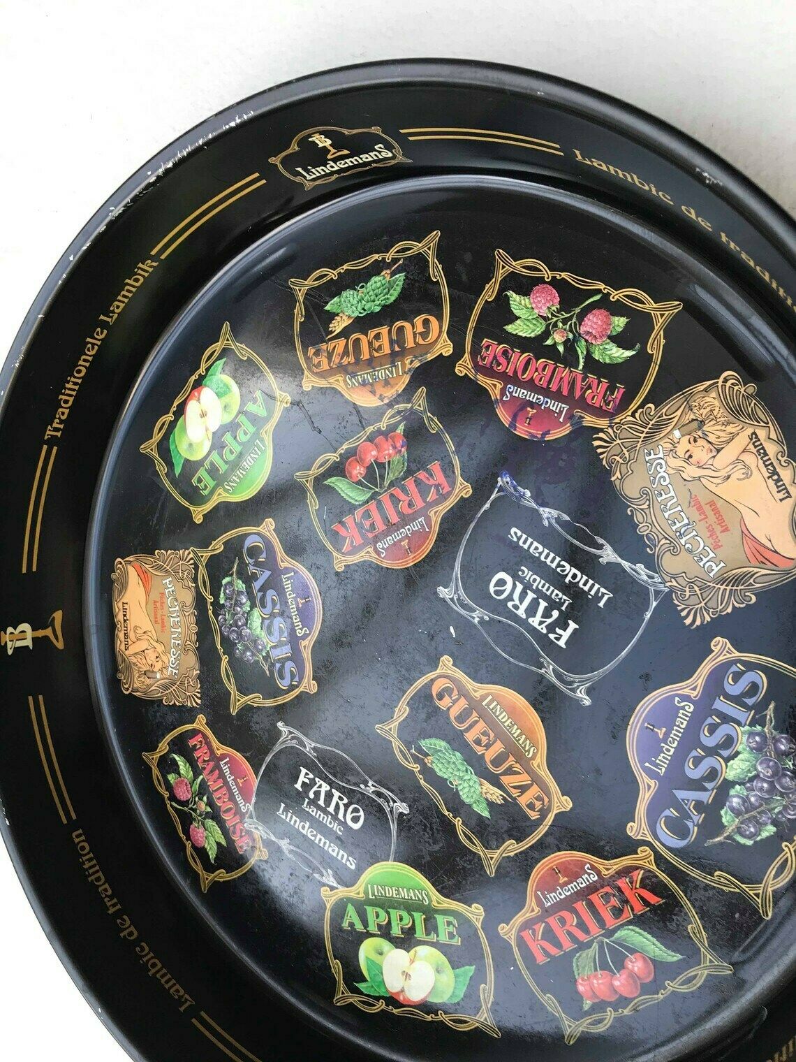 Lindeman's Beer Tray Beer 2 Tray Metal Drinks Serving Tip Advertising Round Man Cave Decor Pub Bistro Brasserie Decor Gift For Him Bar Decor photo furniture