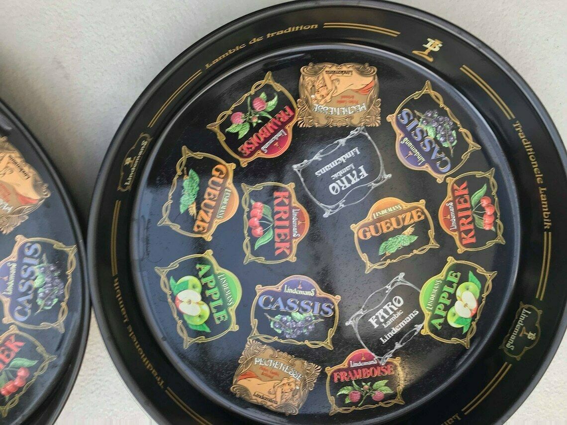 Lindeman's Beer Tray Beer 2 Tray Metal Drinks Serving Tip Advertising Round Man Cave Decor Pub Bistro Brasserie Decor Gift For Him Bar Decor photo Home Decor
